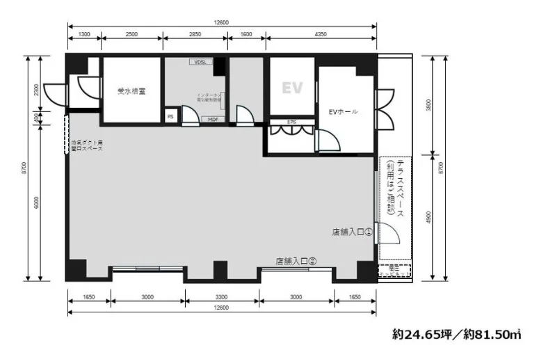 大崎広小路のスケルトン物件の平面図