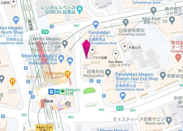 目黒のスケルトン店舗物件の地図