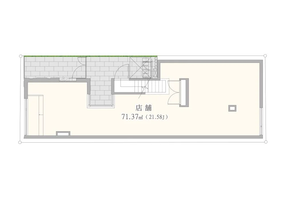 梅ヶ丘のスケルトン店舗物件の平面図
