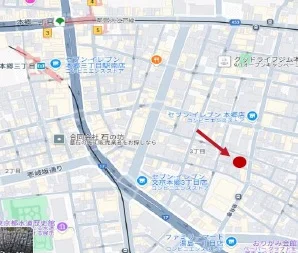 本郷三丁目のスケルトン店舗物件の地図