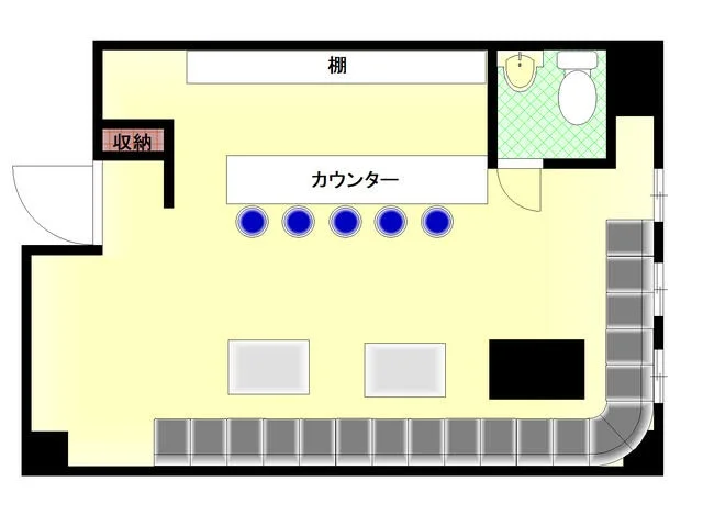 小作のスナック・パブ居抜きの平面図