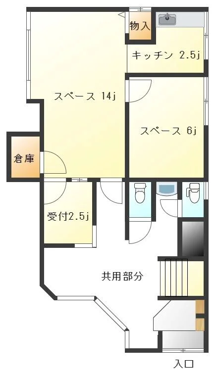 医院の居抜き物件の平面図