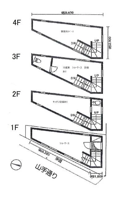 中野坂上の事務所仕様物件の平面図