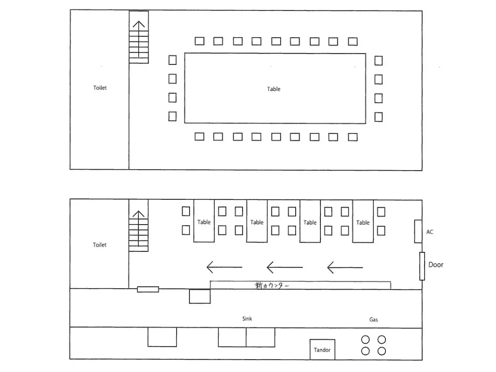 インド・ネパール料理の居抜き物件の平面図