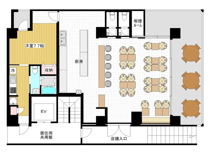ビストロ・洋食の居抜き物件の平面図