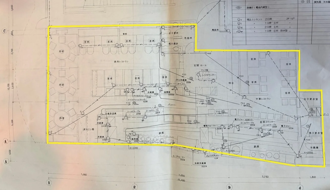 岩槻の居抜き店舗の平面図