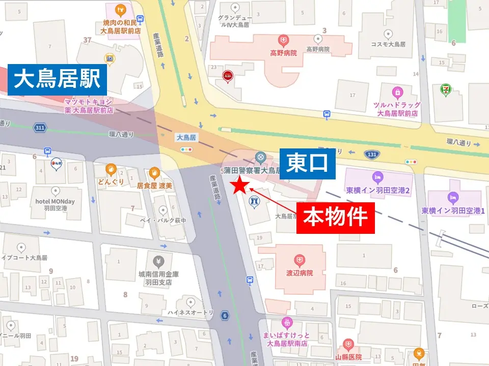 大鳥居のBAR・ショットバー居抜きの地図