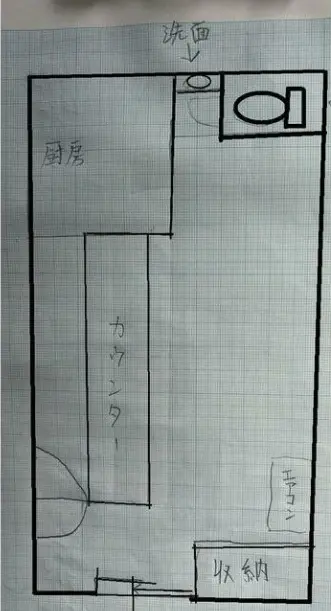 居酒屋の居抜き物件の平面図