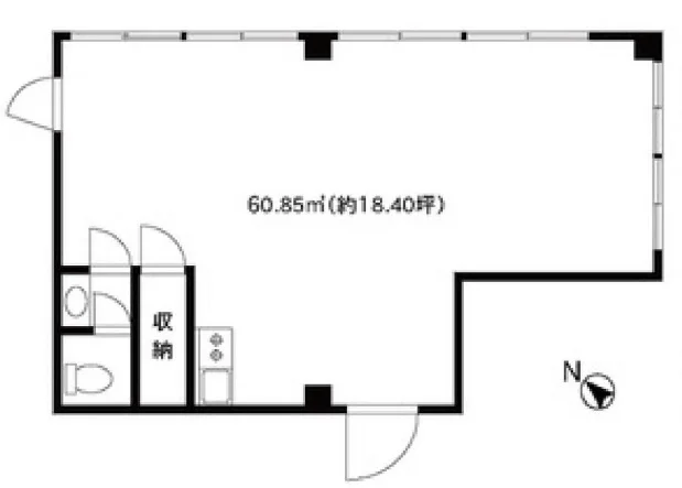貸店舗(事務所仕様)の平面図