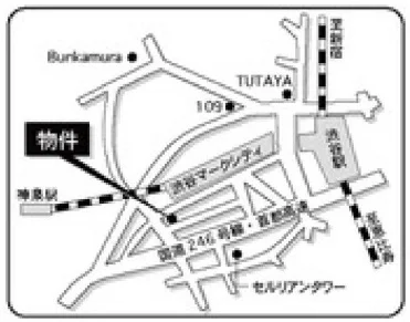 渋谷の事務所仕様物件の地図