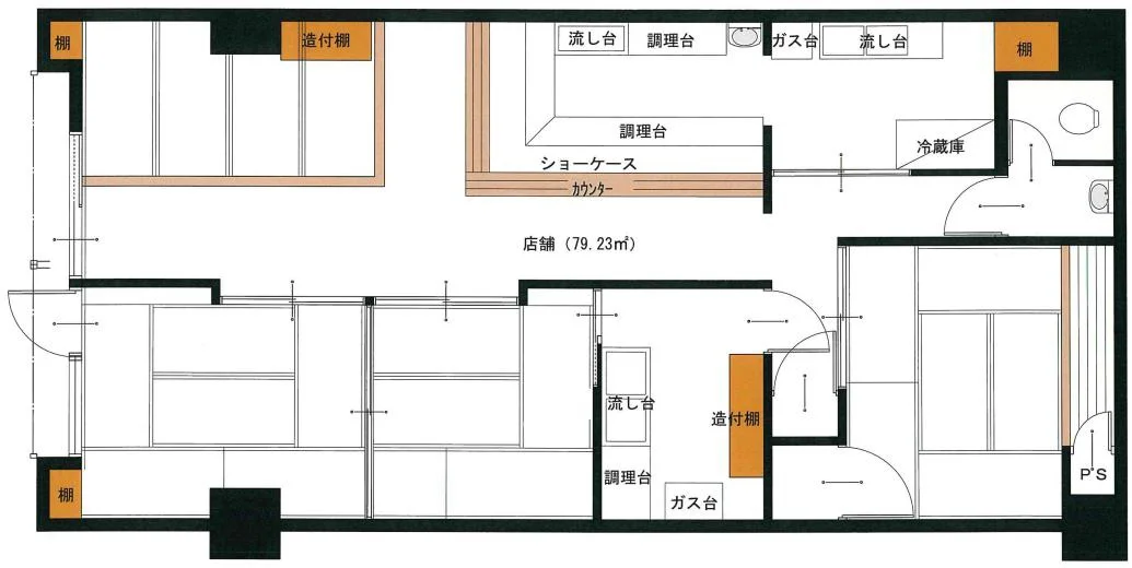 蒲生の寿司居抜きの平面図