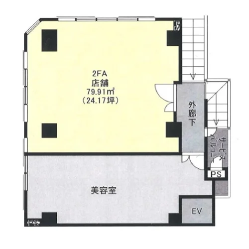 エステの居抜き物件の平面図