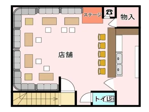 志木のスナック・パブ居抜きの平面図