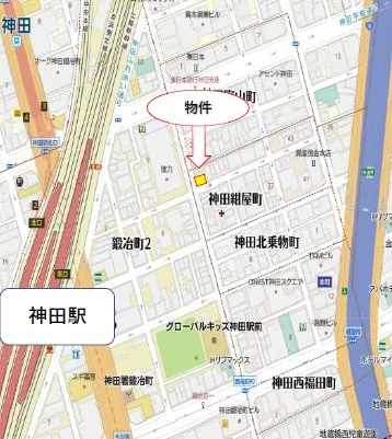 神田の事務所仕様店舗物件の地図