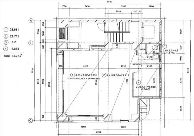貸店舗(事務所仕様)の平面図