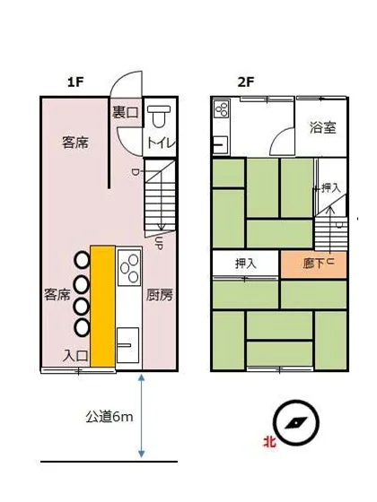 焼鳥・焼きとんの居抜き物件の平面図