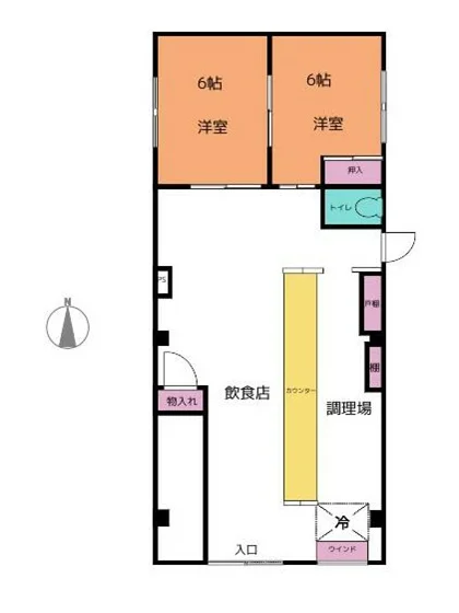 和食の居抜き物件の平面図