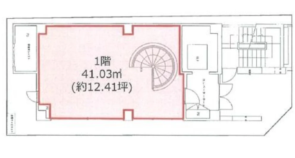 溜池山王のスケルトン店舗物件の平面図