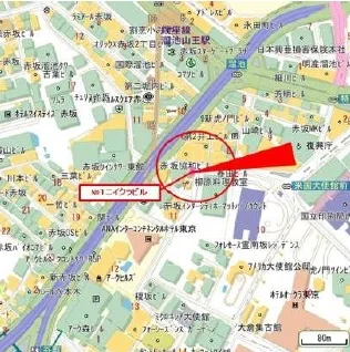 溜池山王のスケルトン店舗物件の地図