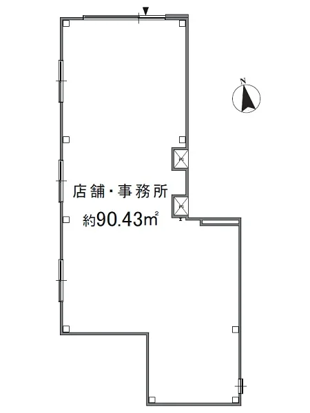 お花茶屋のスケルトン物件の平面図