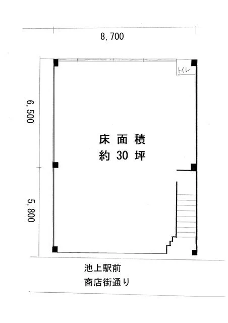 池上のスケルトン店舗物件の平面図