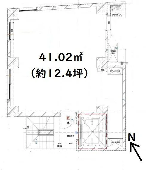 桜木町のスケルトン店舗物件の平面図