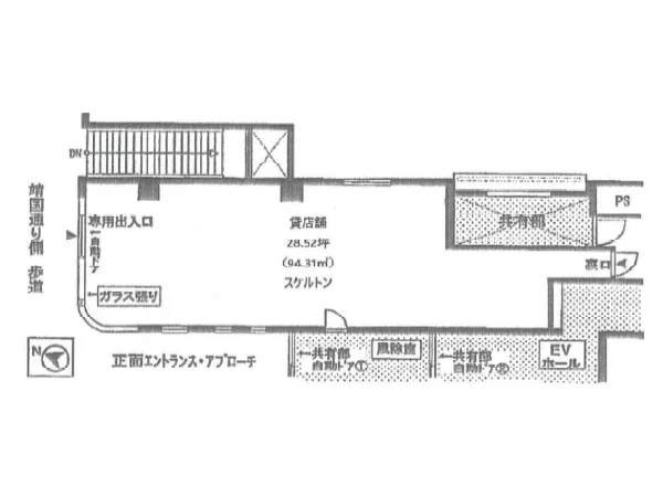 貸店舗(スケルトン)の平面図