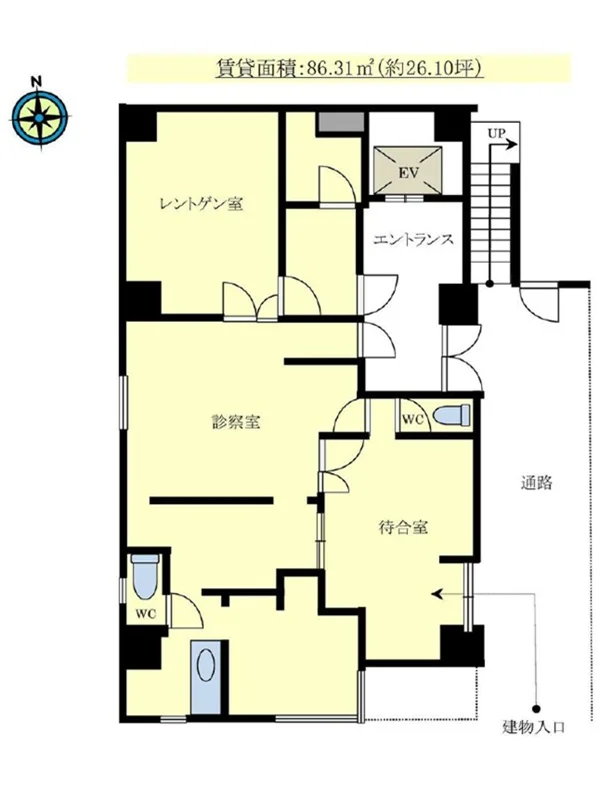 新橋の医院居抜きの平面図