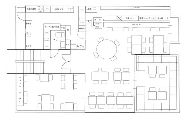 新浦安の居抜き店舗の平面図