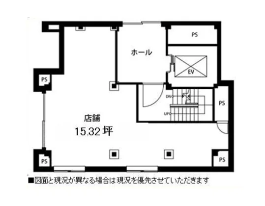 貸店舗(スケルトン)の平面図