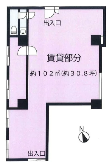 上大岡の事務所仕様店舗物件の平面図