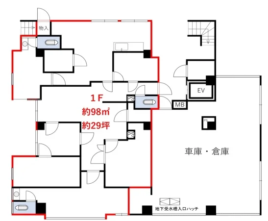 柏の居抜き店舗の平面図