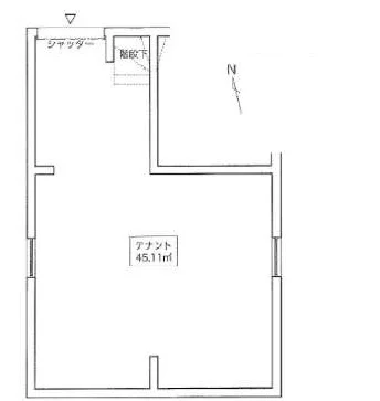 亀戸のスケルトン店舗物件の平面図