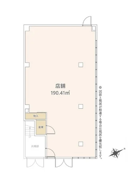 貸店舗(スケルトン)の平面図