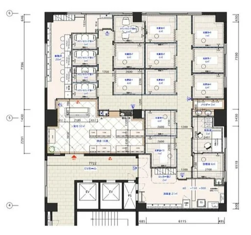 医院の居抜き物件の平面図