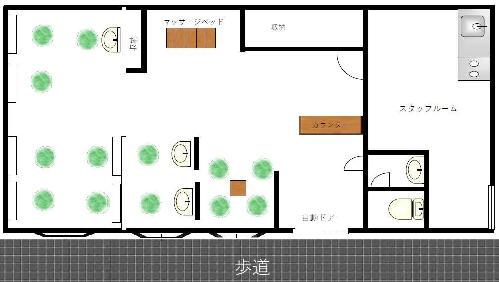 上尾の居抜き店舗の平面図