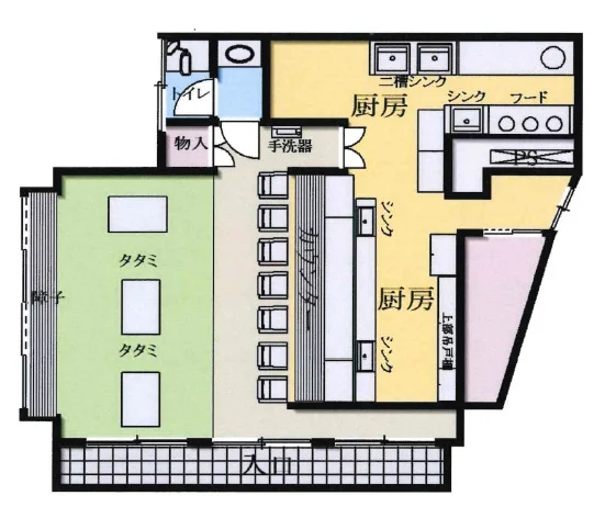 上尾の居抜き店舗の平面図