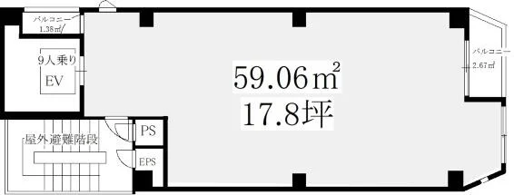 麻布十番のスケルトン店舗物件の平面図