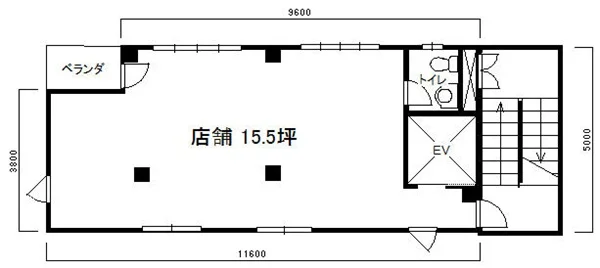 藤沢の居抜き店舗の平面図