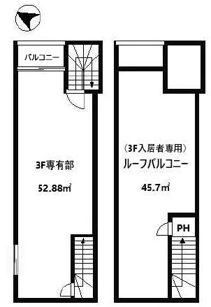 代々木公園のスケルトン物件の平面図