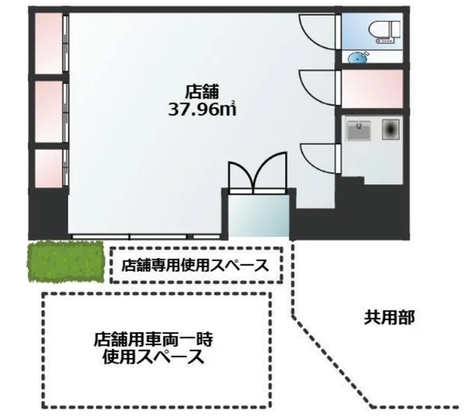 京成曳舟の事務所仕様物件の平面図