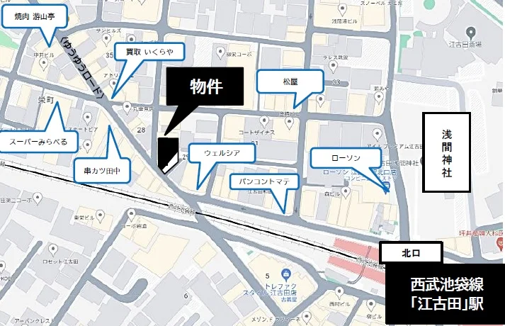 江古田のスケルトン物件の地図