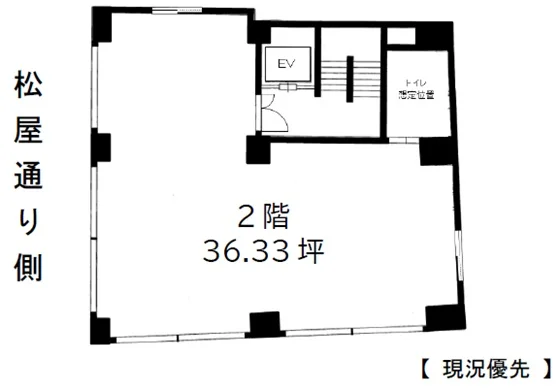 エステの居抜き物件の平面図