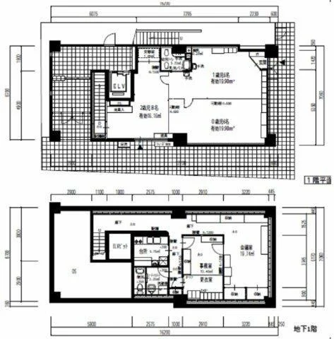 月島の事務所仕様店舗物件の平面図