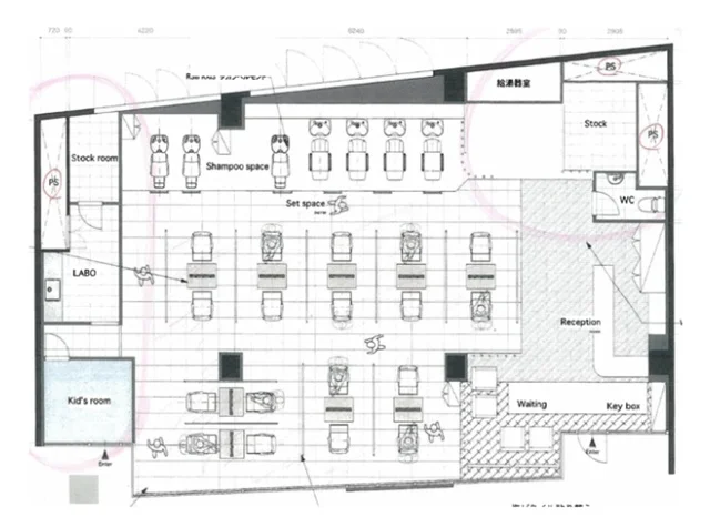 品川の美容室・理容室居抜きの平面図