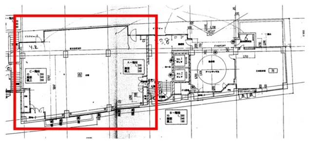 美容室・理容室の居抜き物件の平面図