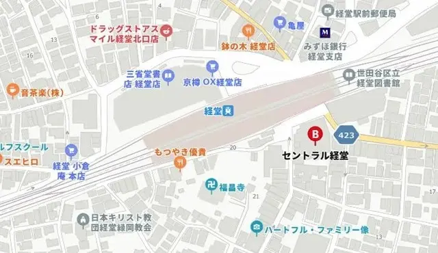 経堂の事務所仕様店舗物件の地図