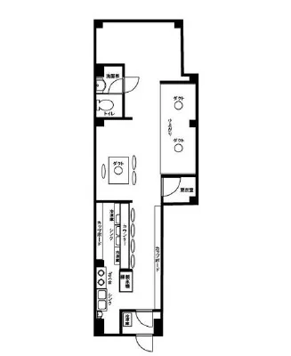 焼肉屋の居抜き物件の平面図
