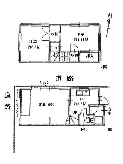 武蔵関の事務所仕様店舗物件の平面図