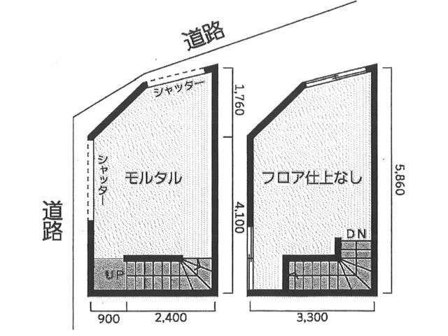 野方のスケルトン店舗物件の平面図